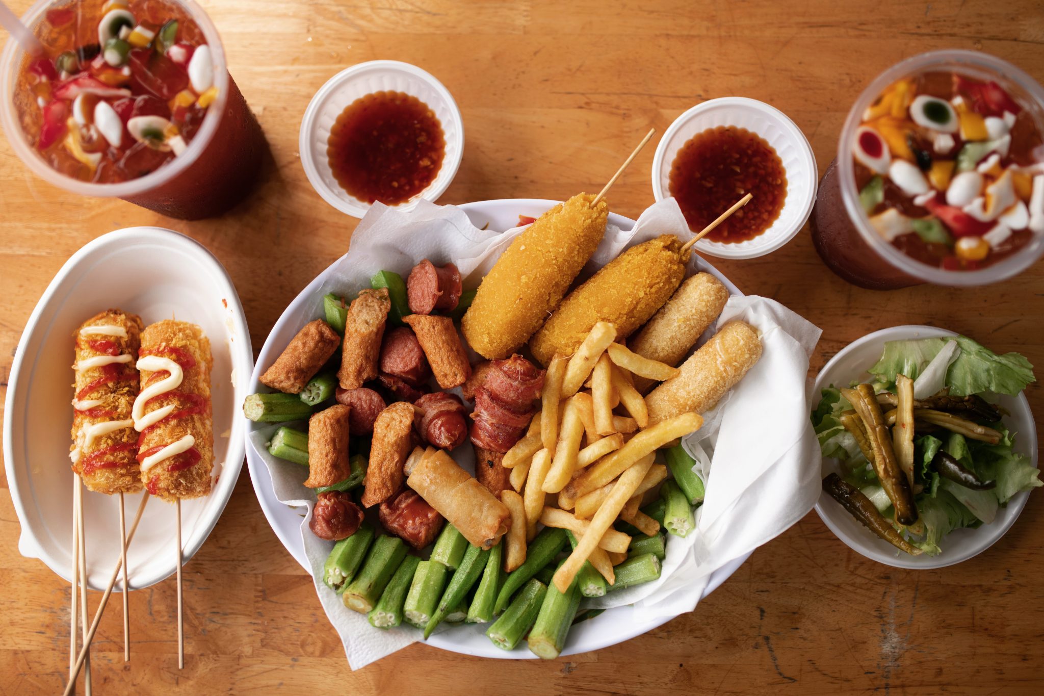 top-view-delicious-food-table