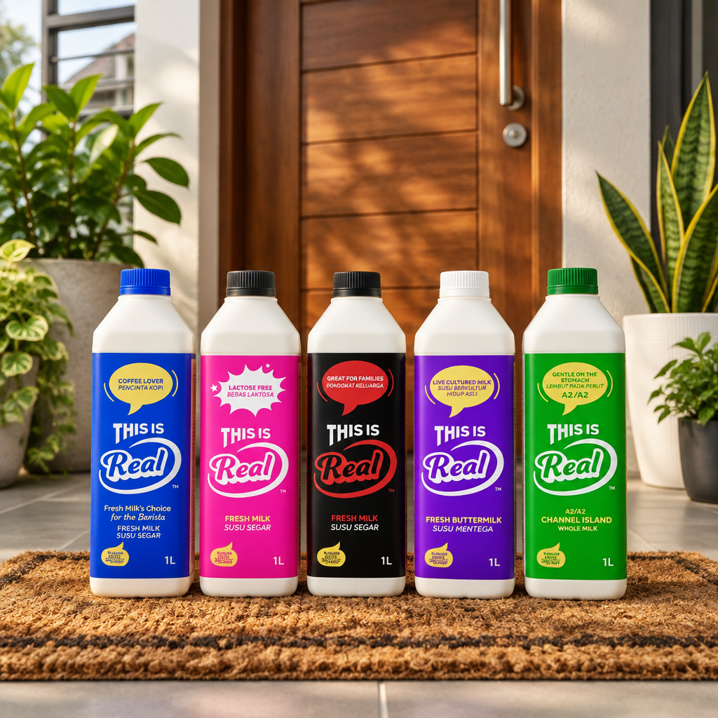 Real milk bottles delivered at the door